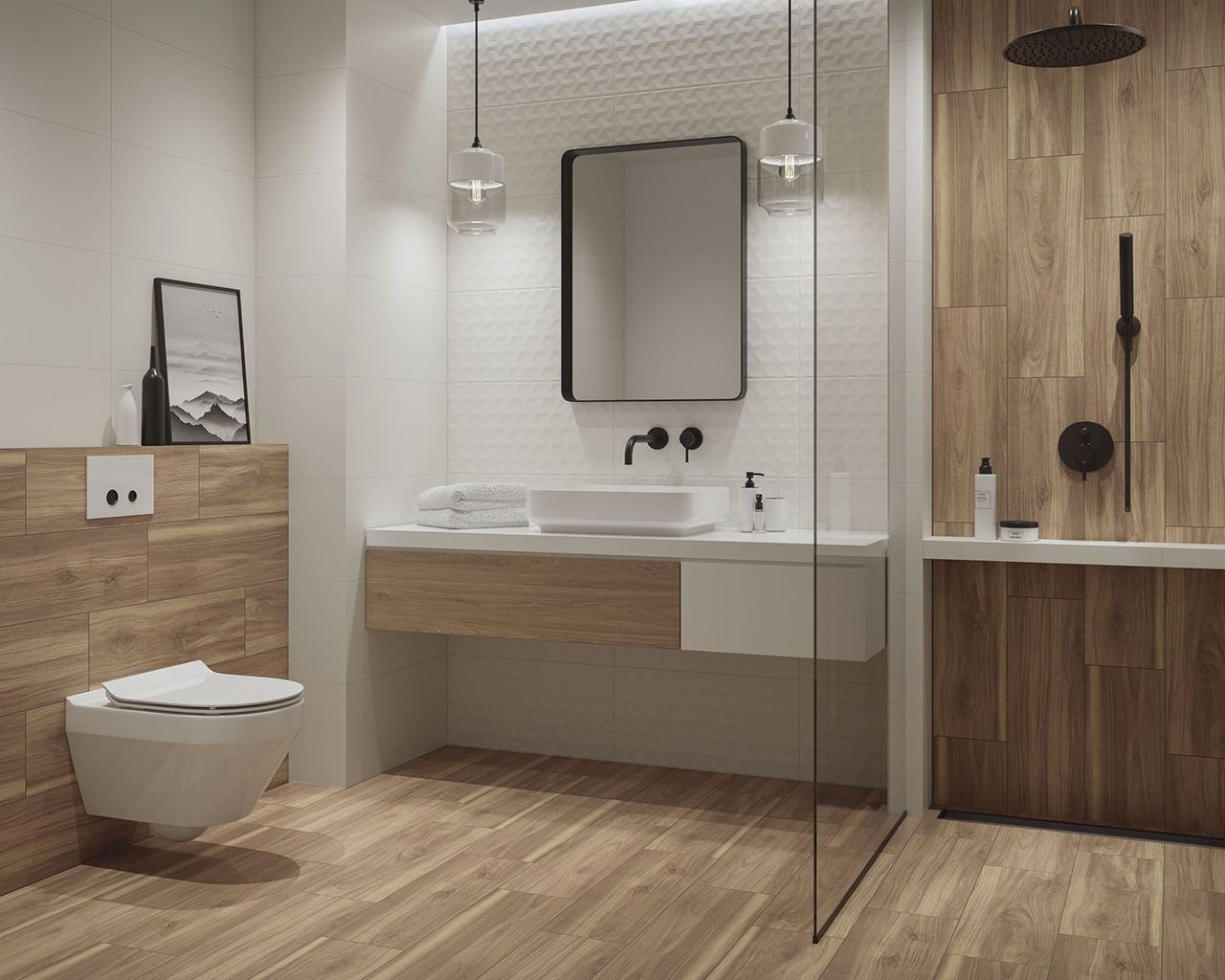 #Koupelna #Kuchyně #dřevo #Moderní styl #béžová #Velký formát #Matná dlažba #700 - 1000 Kč/m2 #Ceramika Paradyz #Lightmood